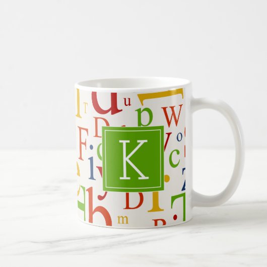 Mug Votre initiale | Alphabet coloré (Droite)