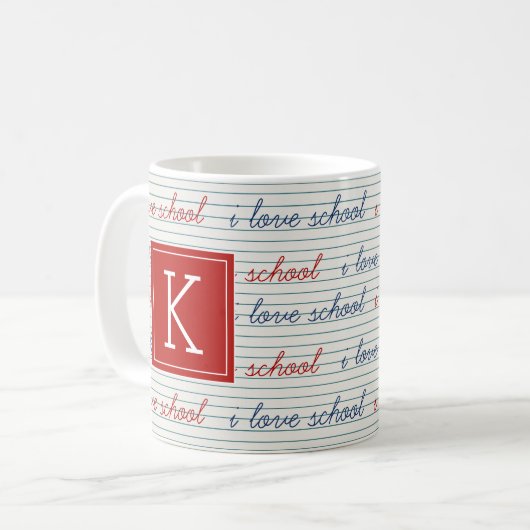 Mug Votre initiale | I Love School (Devant gauche)