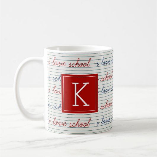 Mug Votre initiale | I Love School (Gauche)