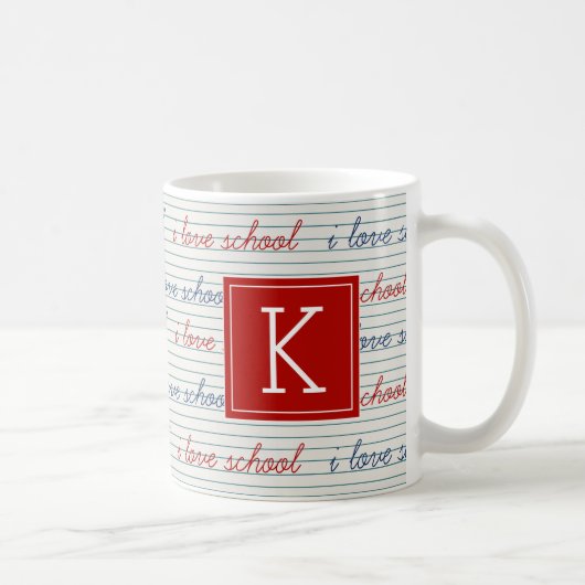 Mug Votre initiale | I Love School (Droite)