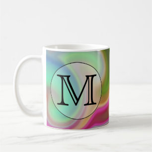 Mug Votre lettre, remous colorés et monogramme fait