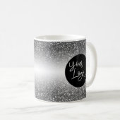 Mug Votre logo d'entreprise, argent et blanc Ombre (Devant droit)