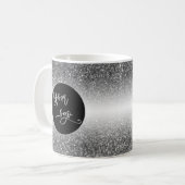 Mug Votre logo d'entreprise, argent et blanc Ombre (Devant gauche)