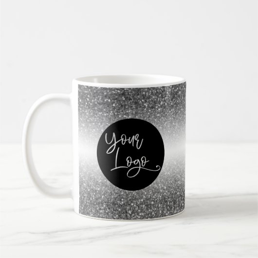 Mug Votre logo d'entreprise, argent et blanc Ombre (Gauche)