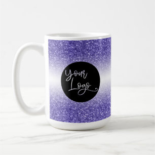 Mug Votre logo d'entreprise Paillettes violettes et om