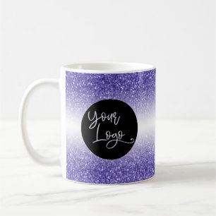 Mug Votre logo d'entreprise Paillettes violettes et om