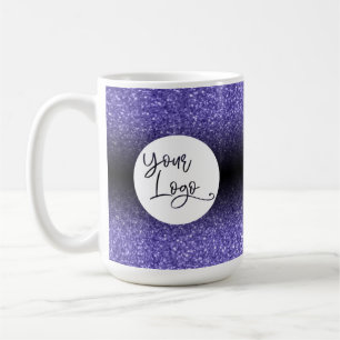 Mug Votre logo d'entreprise Paillettes violettes et om