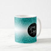 Mug Votre logo d'entreprise, Parties scintillant Turqu (Devant droit)