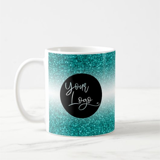 Mug Votre logo d'entreprise, Parties scintillant Turqu (Gauche)