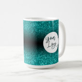 Mug Votre logo d'entreprise, Parties scintillant Turqu (Devant droit)