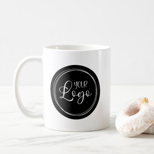 Mug Votre logo d'entreprise sur Black Circle (Avec donut)