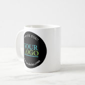 Mug Votre logo, Merci, nom et site web, Cercle noir (Devant gauche)