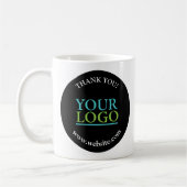 Mug Votre logo, Merci, nom et site web, Cercle noir (Gauche)