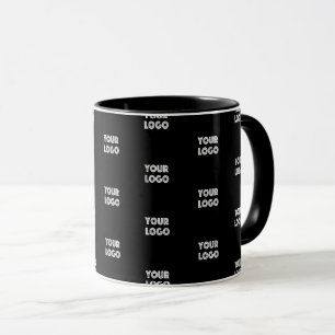 Mug Votre logo simple répétition de logo   Noir