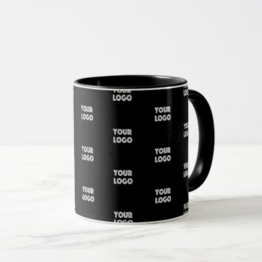 Mug Votre logo simple répétition de logo | Noir (Devant droit)