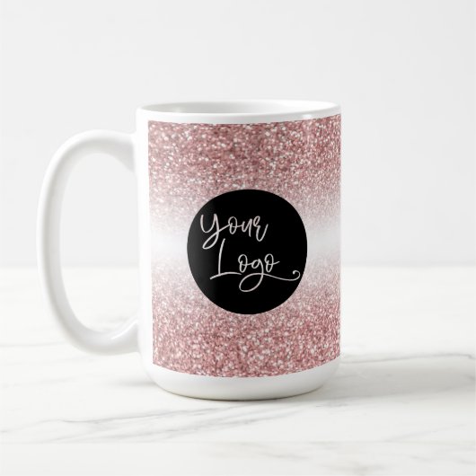 Mug Votre logo sur le Rose léger Gold et Blanc Ombre (Gauche)