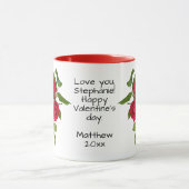 Mug Votre message : Bouquet Rose rouge Photo Valentine (Centre)