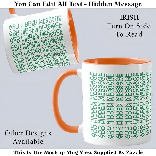 Mug Votre message caché personnalisé Irlandais Drapeau