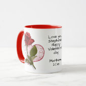 Mug Votre message Red Rose Photo Valentine (Devant gauche)