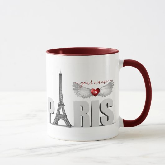 Mug Votre nom à Paris Tour Eiffel Heart Angel Wings (Droite)