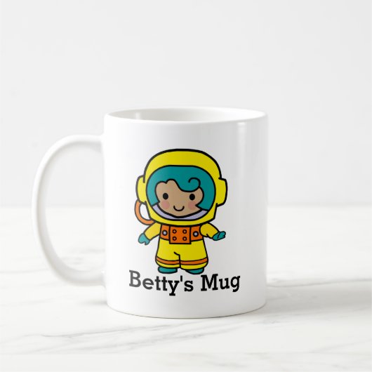 Mug Votre nom Astronaut Girl in Spacesuit (Gauche)
