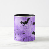 Mug Votre nom: Bats d'Halloween Grunge violet (Centre)