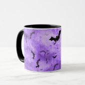 Mug Votre nom: Bats d'Halloween Grunge violet (Devant gauche)