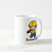 Mug Votre nom Builder Garçon en Casquette dur Jaune (Devant droit)