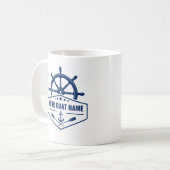 Mug Votre nom de bateau Ancre nautique Oars Helm 2 côt (Devant gauche)