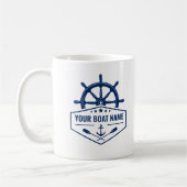 Mug Votre nom de bateau Ancre nautique Oars Helm 2 côt (Gauche)