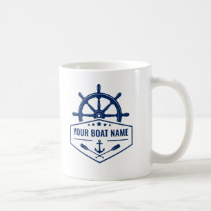 Mug Votre nom de bateau Ancre nautique Oars Helm 2 côt