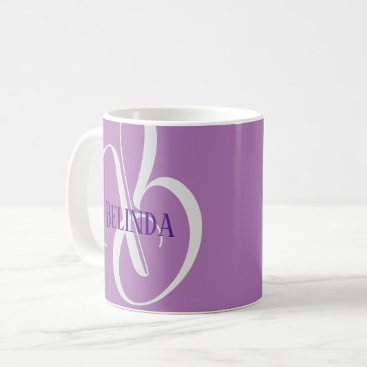 Mug Votre nom et la Lavande initiale Purple Grey (Devant gauche)