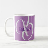 Mug Votre nom et la Lavande initiale Purple Grey (Gauche)