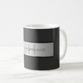 Mug Votre nom et votre monogramme | Gris & Faux Silver (Devant droit)