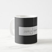 Mug Votre nom et votre monogramme | Gris & Faux Silver (Devant gauche)