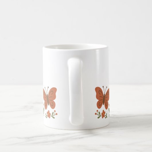 Mug Votre Nom Fleurs de jardin Papillon (Poignée)