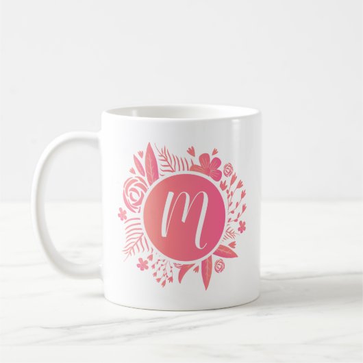 Mug Votre nom | Monogramme floral (Gauche)