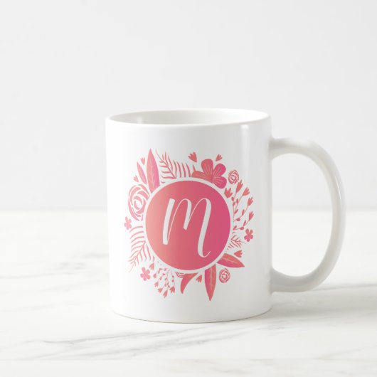 Mug Votre nom | Monogramme floral (Droite)