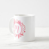 Mug Votre nom | Monogramme floral (Devant gauche)