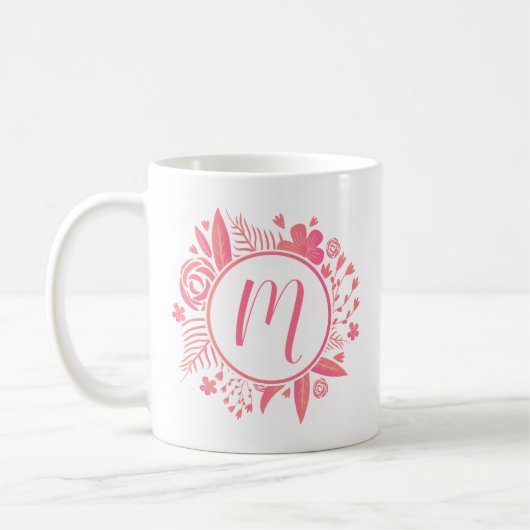 Mug Votre nom | Monogramme floral (Gauche)