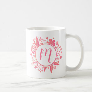 Mug Votre nom   Monogramme floral