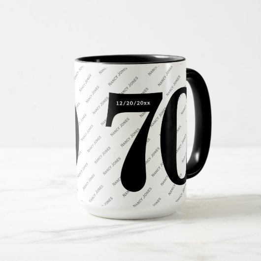 Mug Votre nom Motif - Noir & Blanc - Bold 70 (Devant droit)