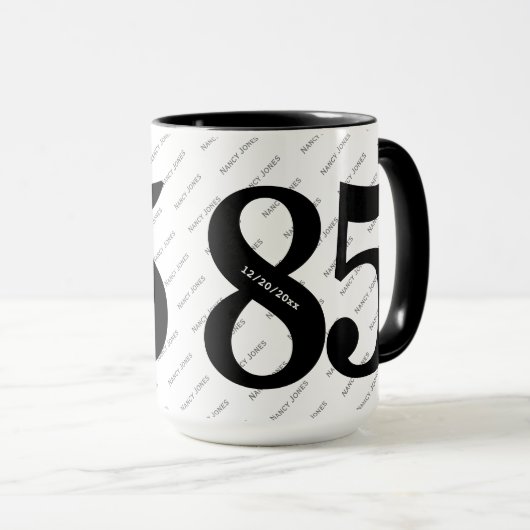 Mug Votre nom Motif - Noir & Blanc - Bold 85 (Devant droit)