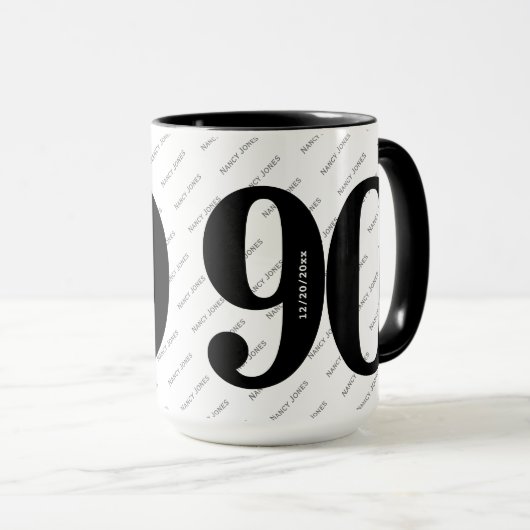 Mug Votre nom Motif - Noir & Blanc - Bold 90 (Devant droit)