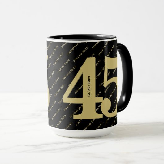 Mug Votre nom Motif - Noir & Or - Gras 45 (Devant droit)