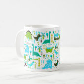 Mug Votre nom personnalisé Enfants Bleu Vert Vert Dino (Devant gauche)