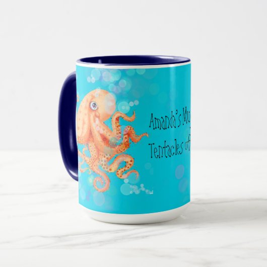 Mug Votre nom tentacules de poulpe avec des bulles (Devant gauche)