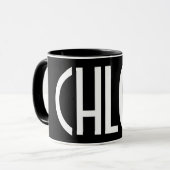 Mug Votre nom, texte gras blanc | Noir (Devant gauche)