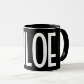 Mug Votre nom, texte gras blanc | Noir (Devant droit)