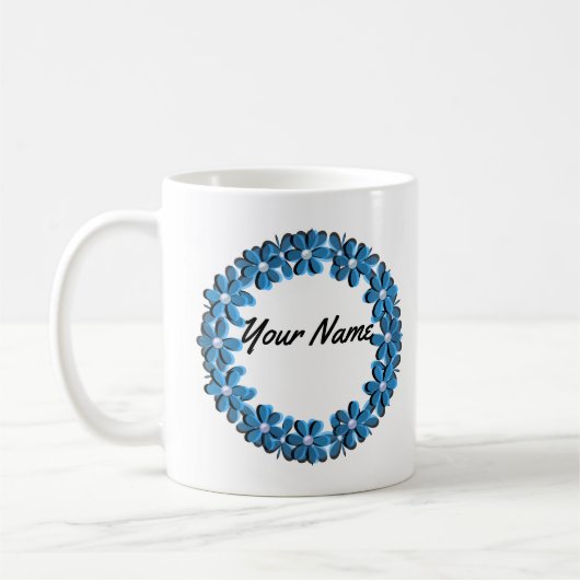 Mug Votre nom, texte, personnalisé, floral (Gauche)
